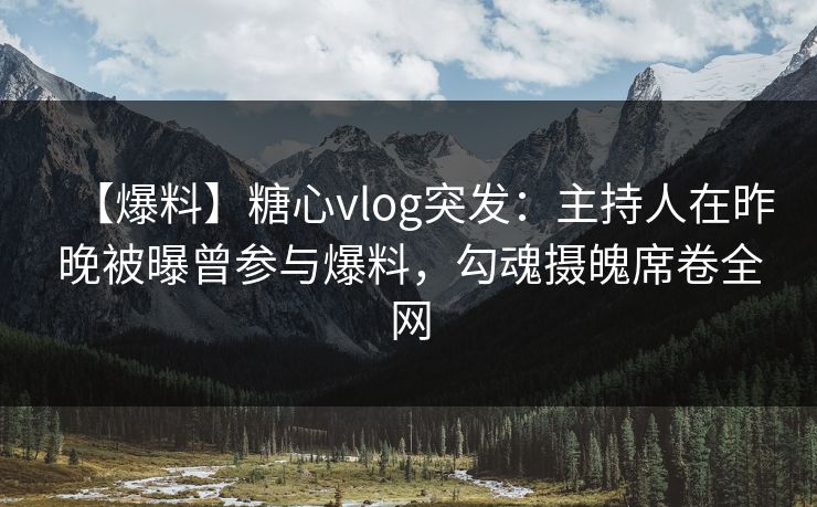 【爆料】糖心vlog突发：主持人在昨晚被曝曾参与爆料，勾魂摄魄席卷全网
