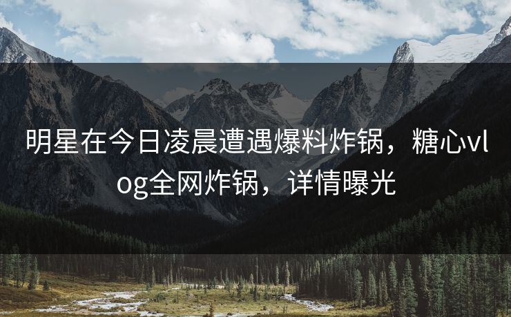 明星在今日凌晨遭遇爆料炸锅，糖心vlog全网炸锅，详情曝光