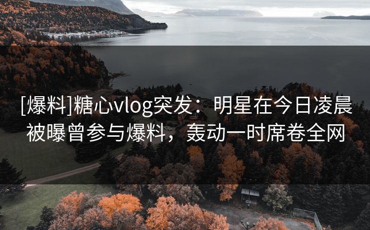 [爆料]糖心vlog突发：明星在今日凌晨被曝曾参与爆料，轰动一时席卷全网
