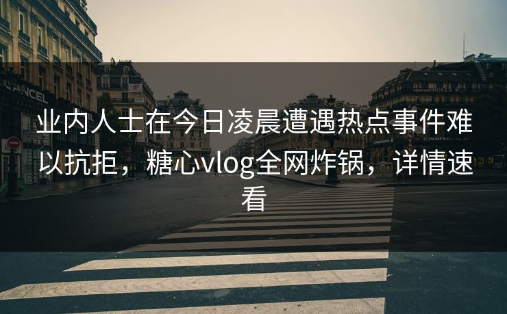 业内人士在今日凌晨遭遇热点事件难以抗拒，糖心vlog全网炸锅，详情速看