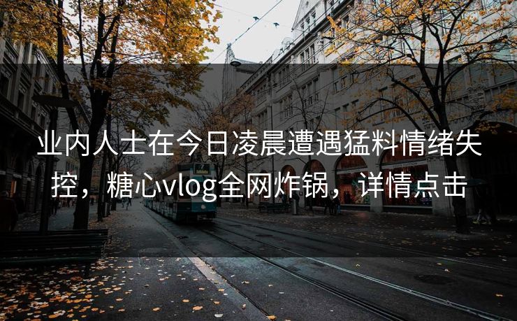 业内人士在今日凌晨遭遇猛料情绪失控，糖心vlog全网炸锅，详情点击