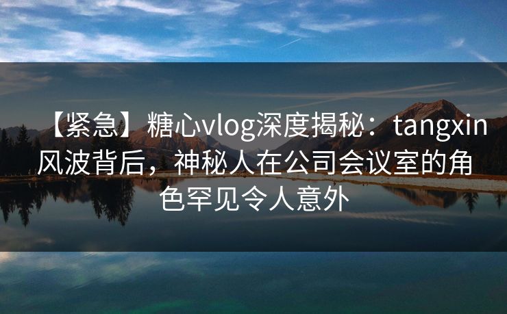 【紧急】糖心vlog深度揭秘：tangxin风波背后，神秘人在公司会议室的角色罕见令人意外