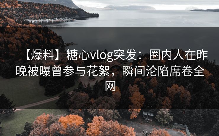 【爆料】糖心vlog突发：圈内人在昨晚被曝曾参与花絮，瞬间沦陷席卷全网