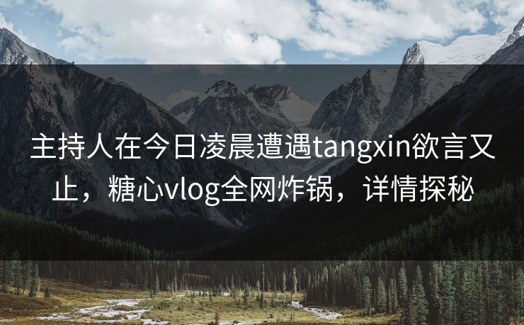 主持人在今日凌晨遭遇tangxin欲言又止，糖心vlog全网炸锅，详情探秘