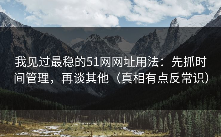我见过最稳的51网网址用法：先抓时间管理，再谈其他（真相有点反常识）